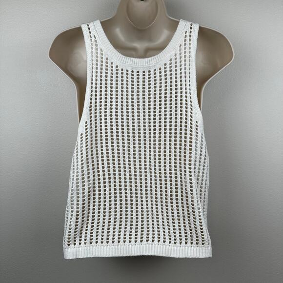 Love Tree Open Knit Top Blouse Sleeveless Cream Large Boho Festival Beach Hippie - Picture 6 of 11